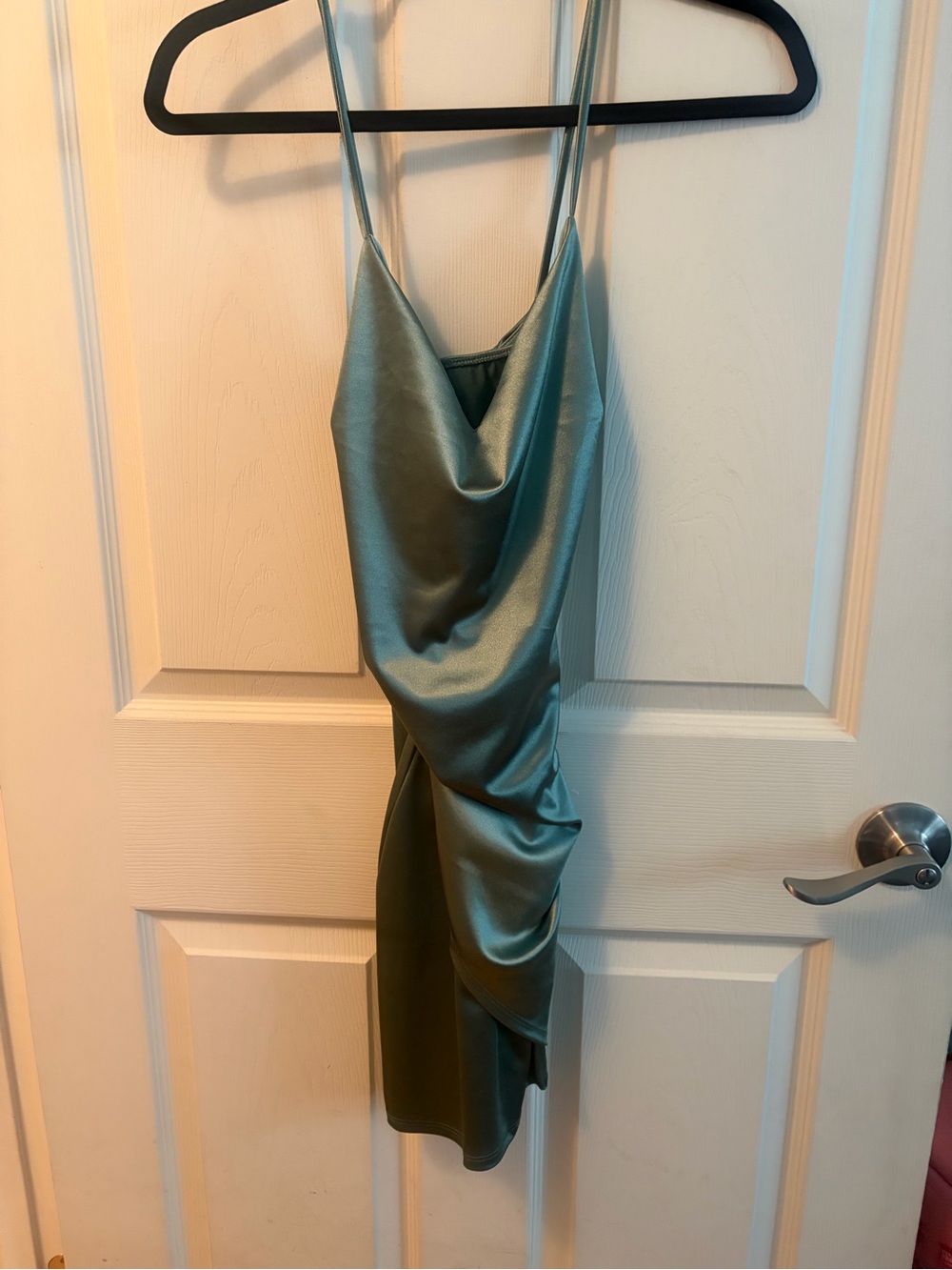 Windsor Satin Slip Dress in Teal Green